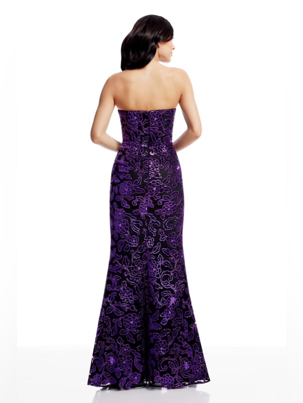 Dress the Population Fernanda Embroidered Floral Strapless Gown Size Large NWT - Picture 3 of 9